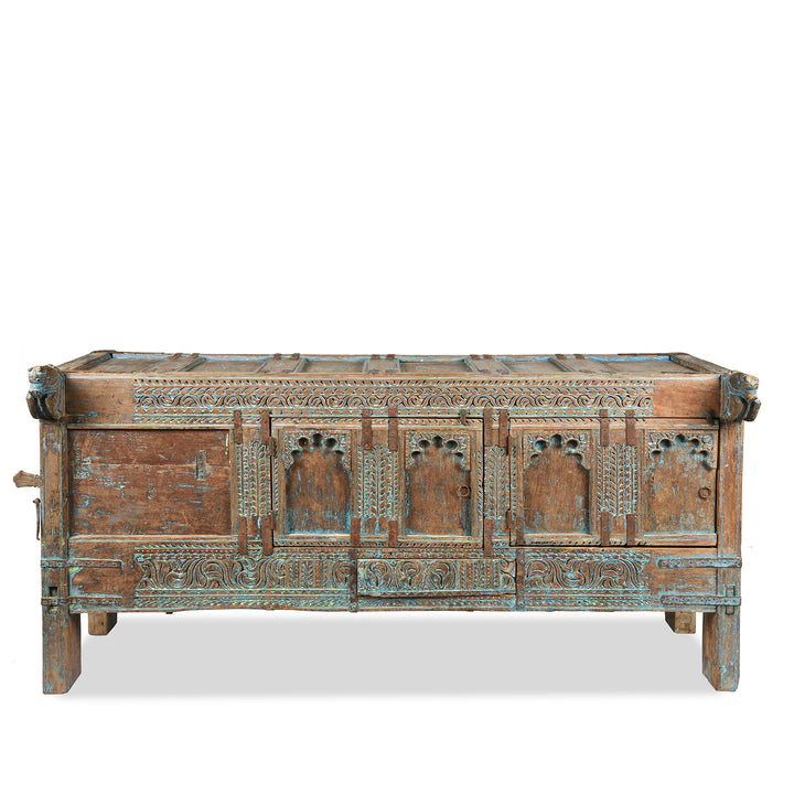 Antique Carved Teak Manjus Dowry Chest From Banswara - 19th Century | Indigo Antiques