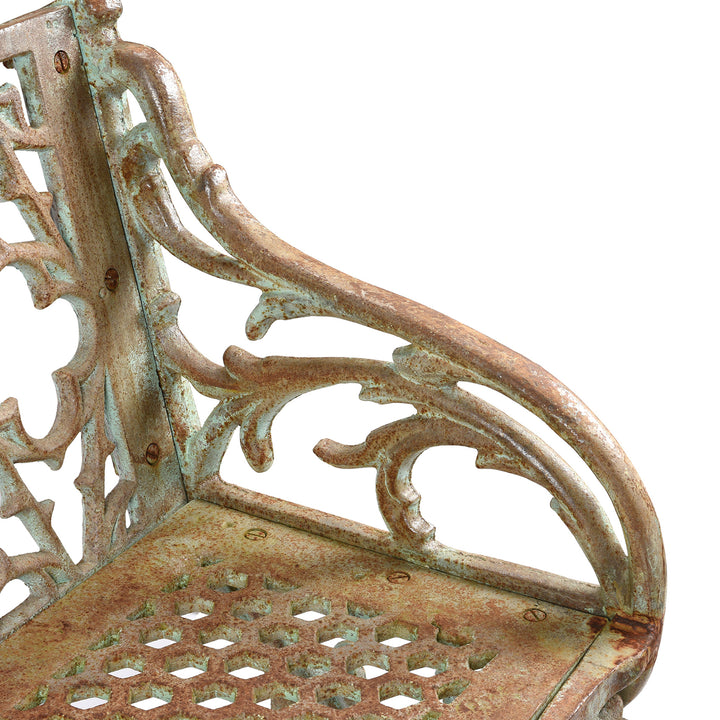 Arm Rest Detail From Cast Iron Gothic Style Garden Bench From India | Indigo Antiques