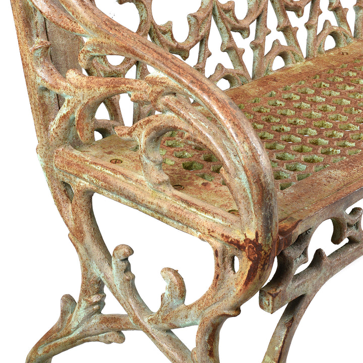 Ironwork Detail From Cast Iron Gothic Style Garden Bench From India | Indigo Antiques