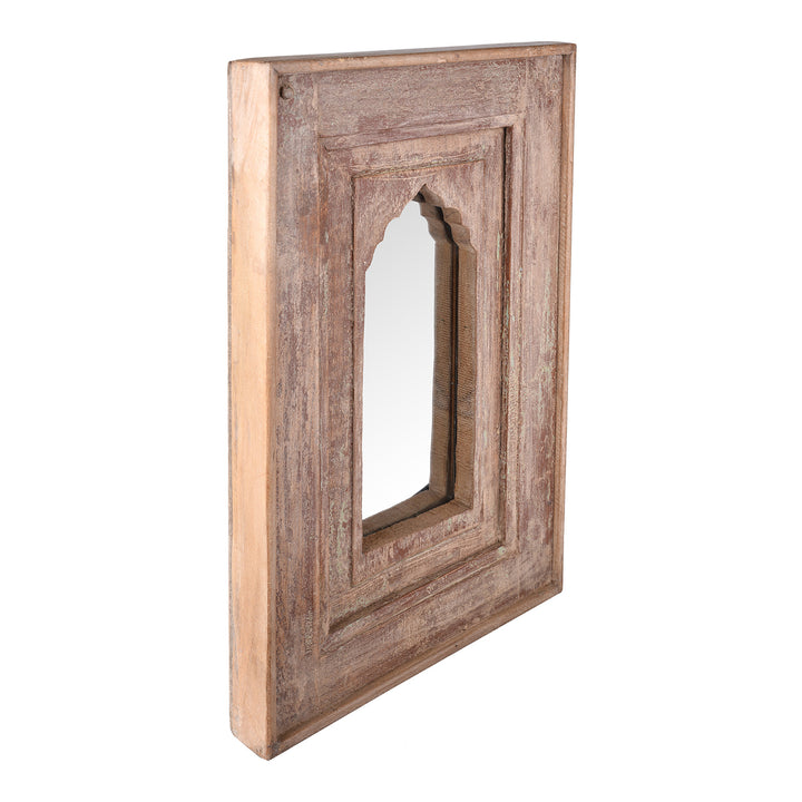Painted Mihrab Mirror Made From Old Teak Panel | Indigo Antiques