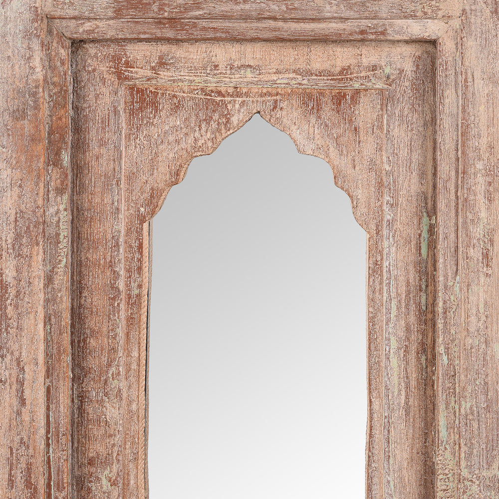 Painted Mihrab Mirror Made From Old Teak Panel | Indigo Antiques