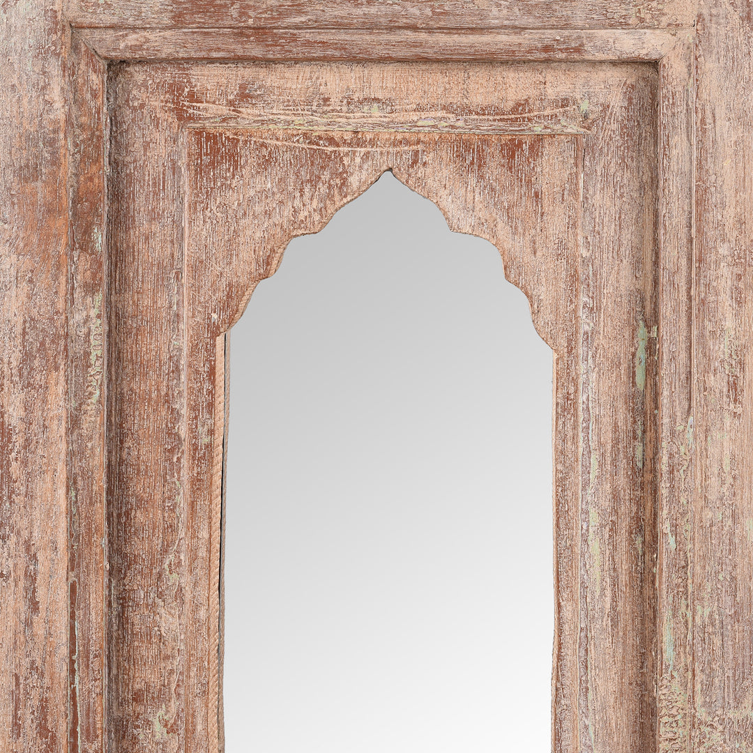 Painted Mihrab Mirror Made From Old Teak Panel | Indigo Antiques