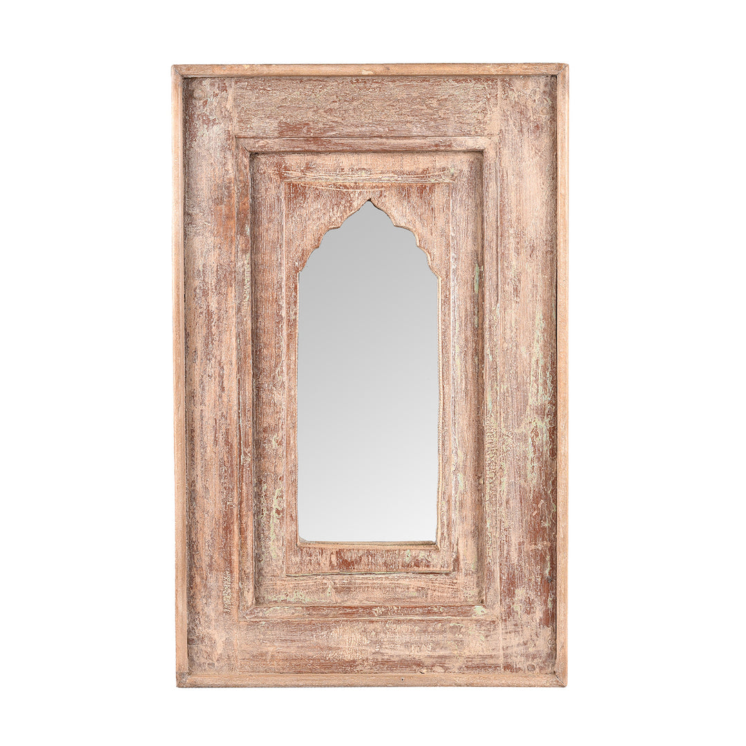 Painted Mihrab Mirror Made From Old Teak Panel | Indigo Antiques