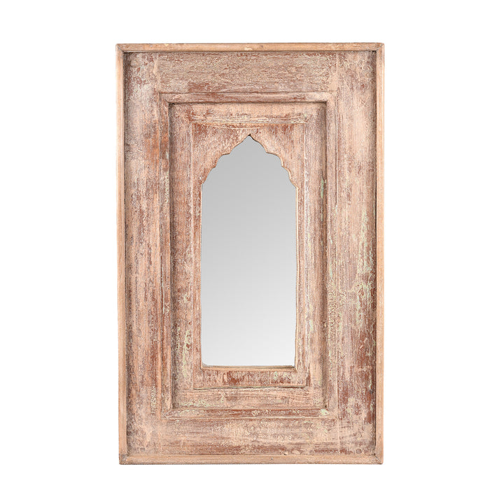 Painted Mihrab Mirror Made From Old Teak Panel | Indigo Antiques