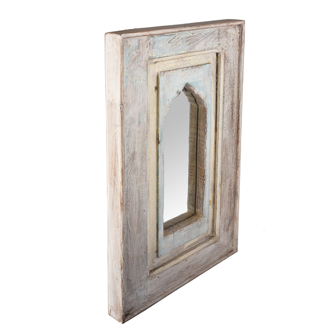 Painted Mihrab Mirror Made From Old Teak Panel | Indigo Antiques
