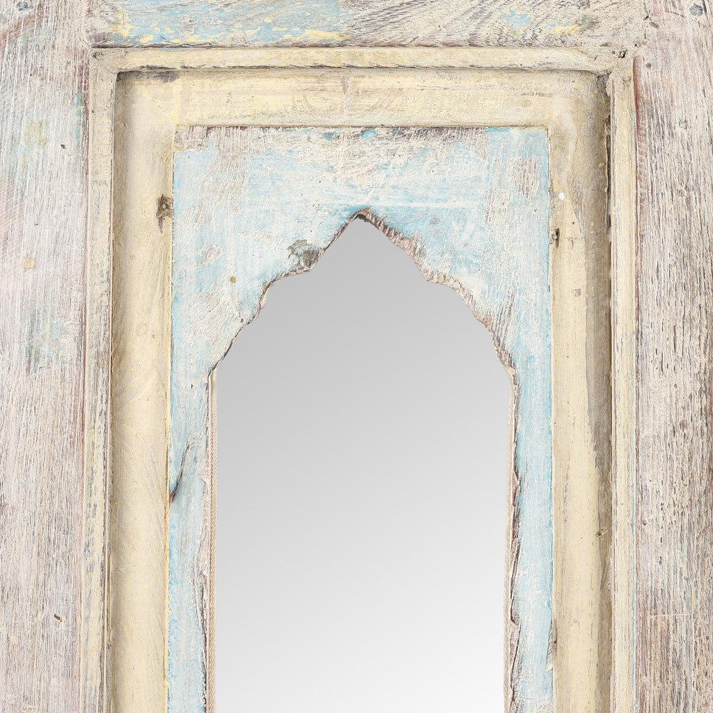 White Painted Mihrab Mirror Made From Old Teak