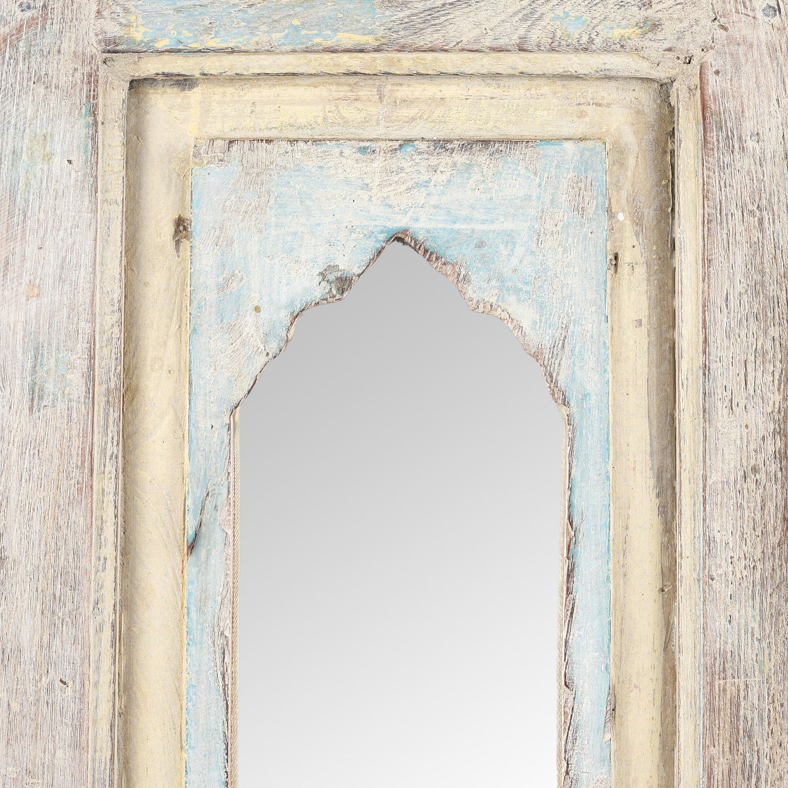 Painted Mihrab Mirror Made From Old Teak Panel | Indigo Antiques