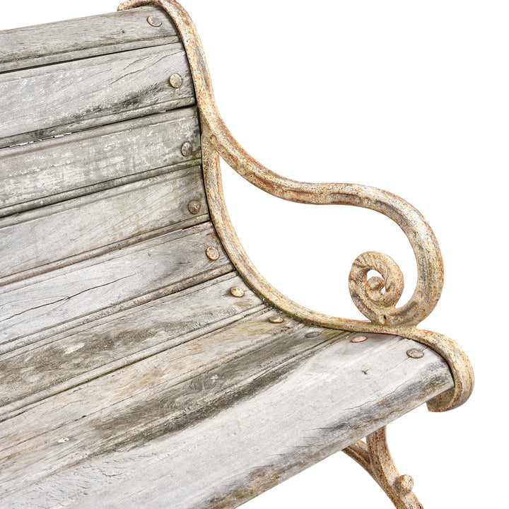 Arm Rest Detail From Cast Iron And Slatted Teak Bench - Ca 1900 | Indigo Antiques