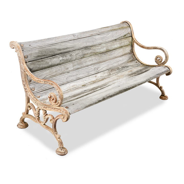 Cast Iron And Slatted Teak Bench - Ca 1900 | Indigo Antiques