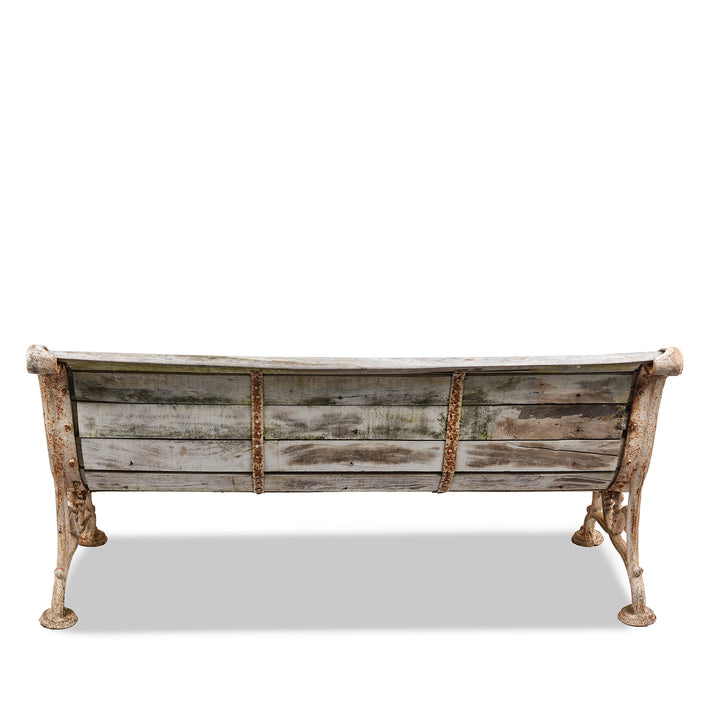 Back Of Cast Iron And Slatted Teak Bench - Ca 1900 | Indigo Antiques