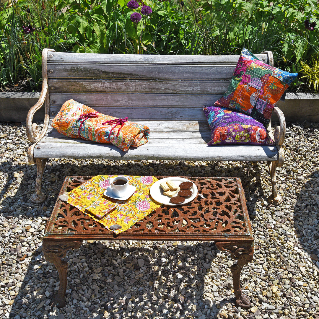 Cast Iron And Slatted Teak Bench - Ca 1900