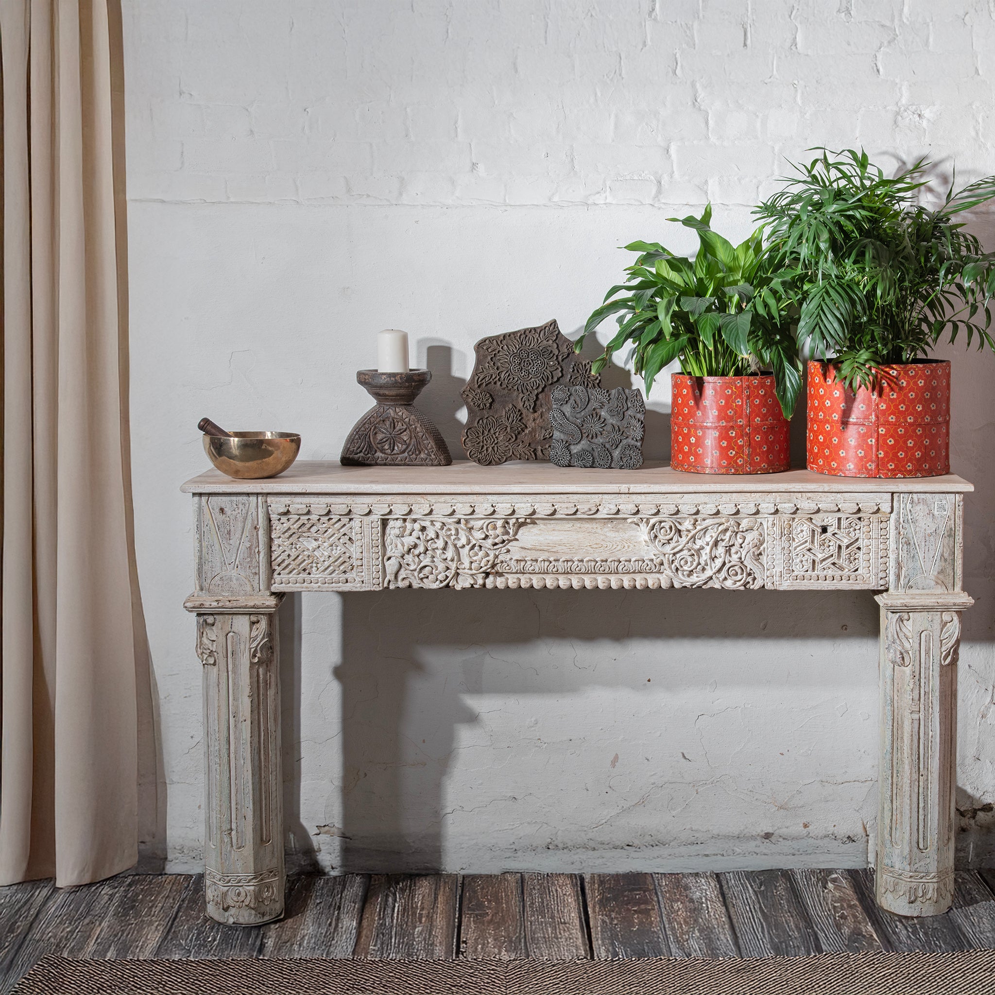 White Console Table Made From Reclaimed Teak