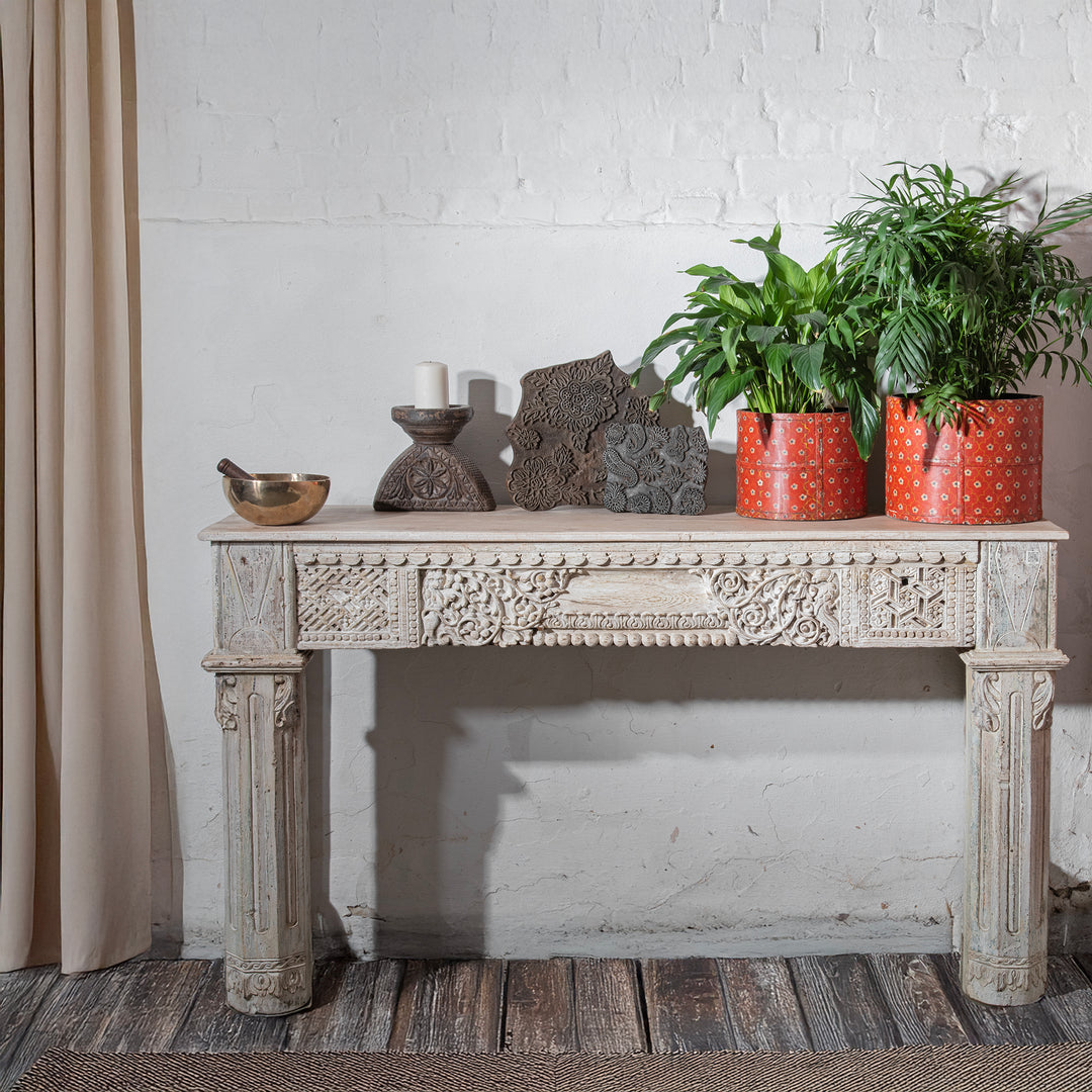 White Console Table Made From Reclaimed Teak