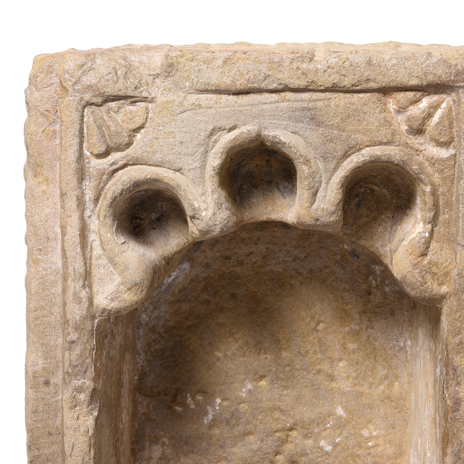 Detailed View Of Carved Stone Lamp Niche From Dungapur - 18thC