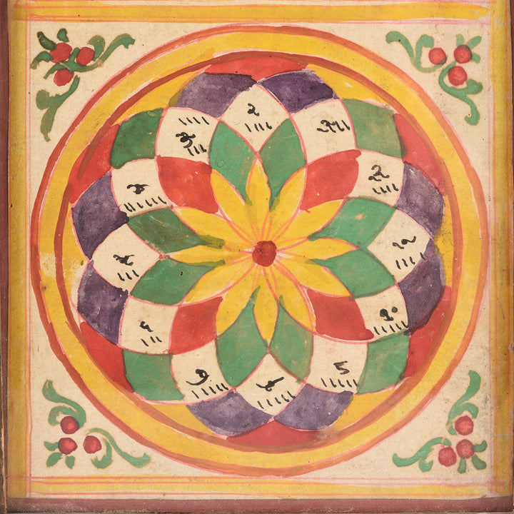 Detail From Antique Framed Indian Horoscope From Rajasthan - Ca 1930's | Indigo Antiques