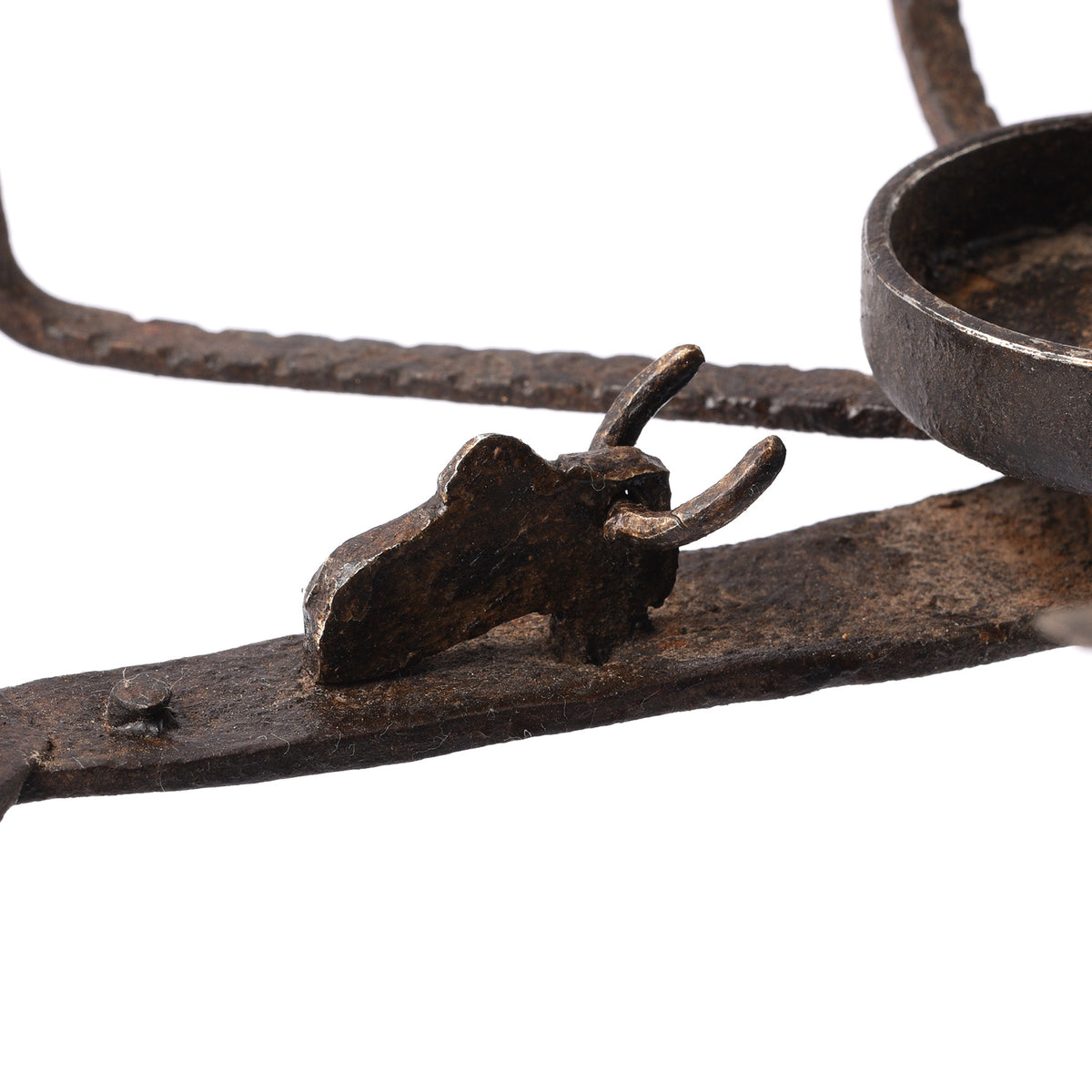 Nandi Bull View Of Antique Wrought Iron Opium Retort From Rajasthan - 19th Century | Indigo Antiques