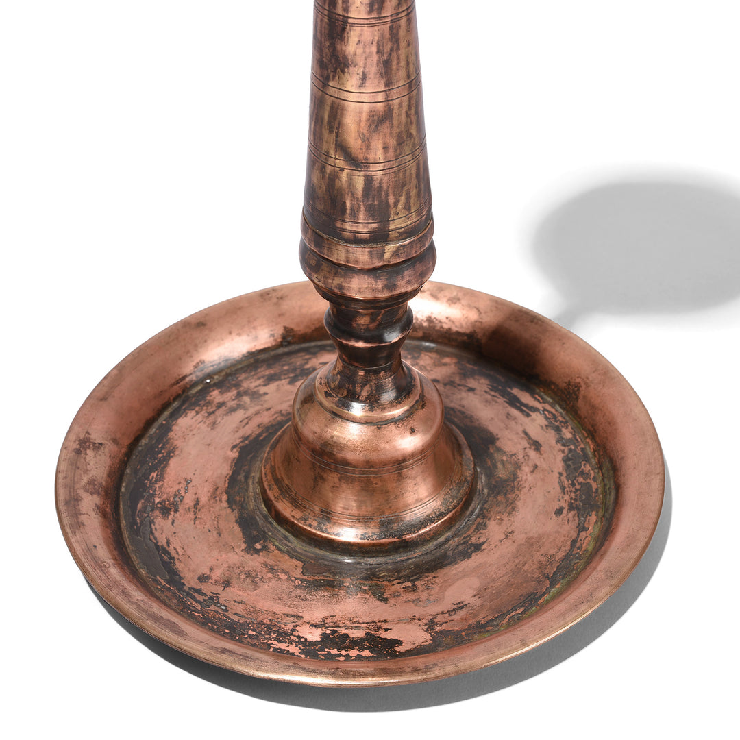 Base Detail From Antique Indian Brass Candlestick From Rajasthan - 19thC | Indigo Antiques