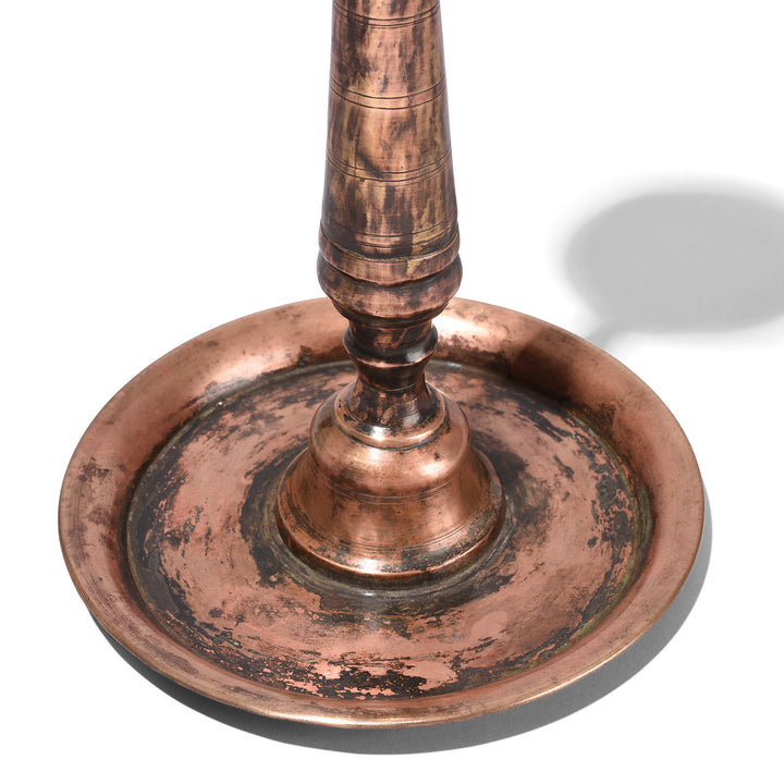 Base Detail From Antique Indian Brass Candlestick From Rajasthan - 19thC | Indigo Antiques