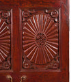 Glazed Teak Almirah Cabinet With Sunburst Panels - 19th Century