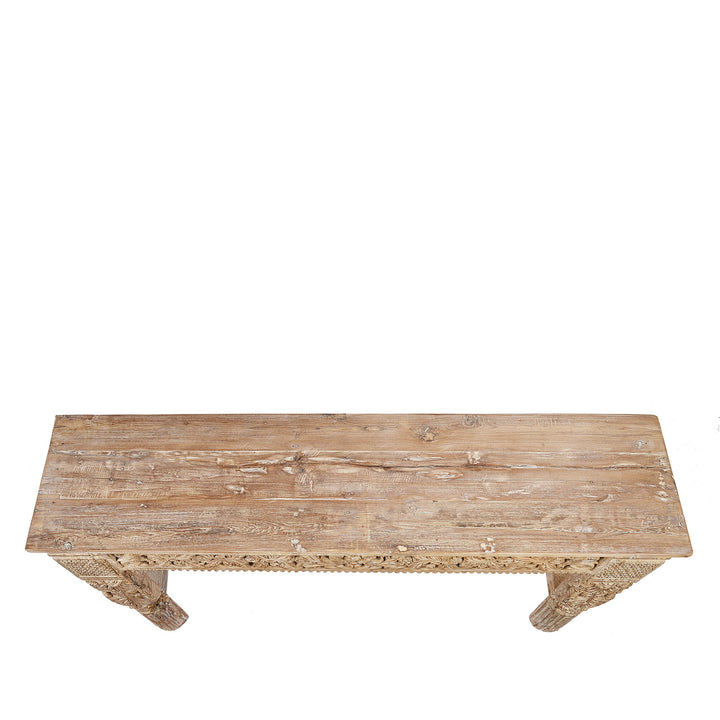 Top Down View Of Reclaimed Teakwood Console Table With Painted Finish | Indigo Antiques