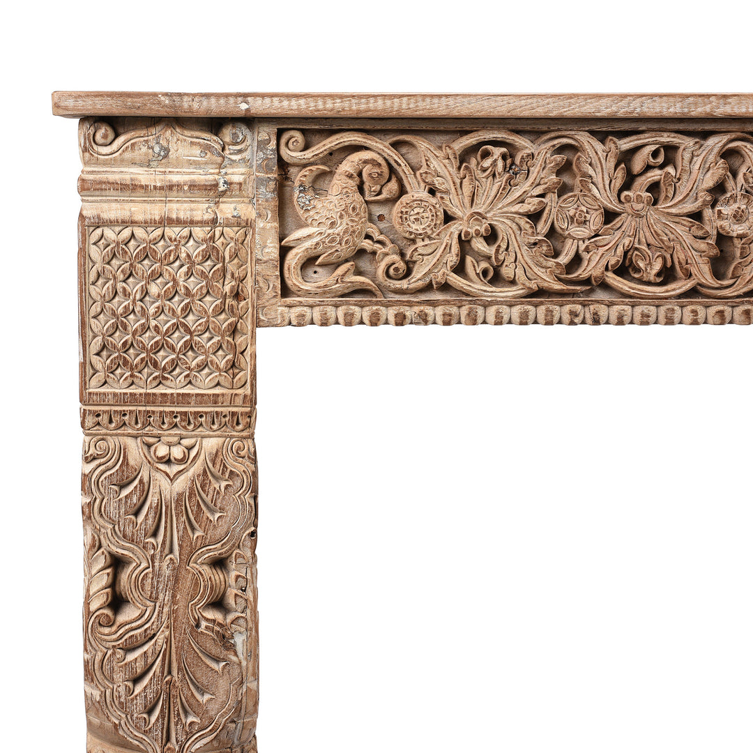 Corner Detail From Reclaimed Teakwood Console Table With Painted Finish | Indigo Antiques
