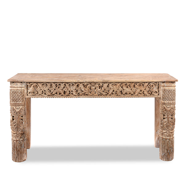 Reclaimed Teakwood Console Table With Painted Finish