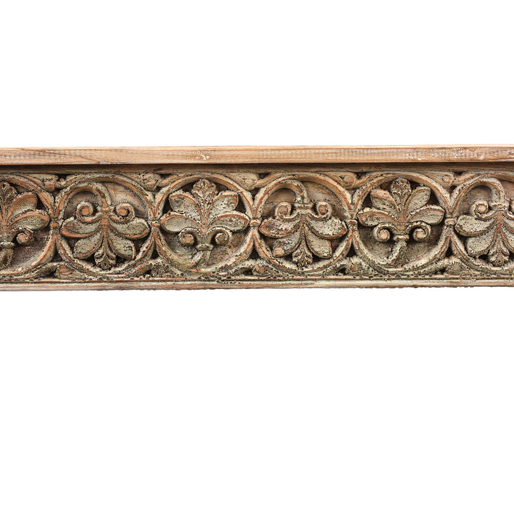 Carving Detail From Console Table Made From Reclaimed Teak | Indigo Antiques