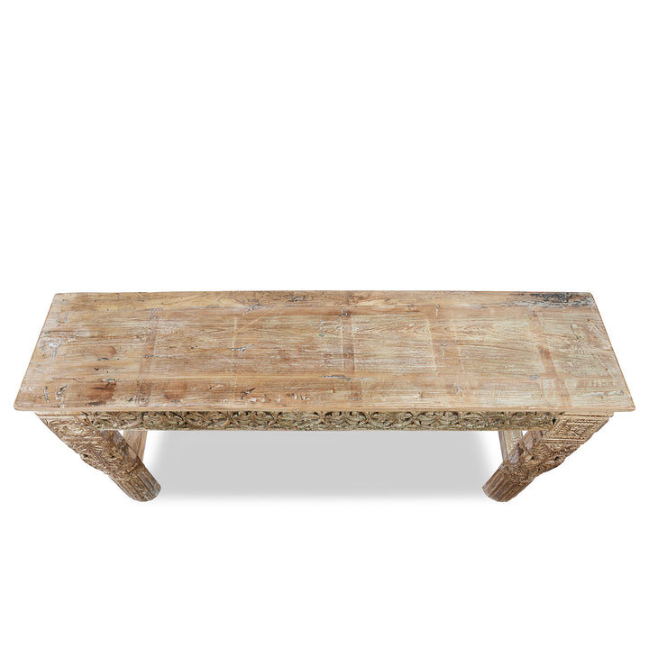 Top Down View Of Console Table Made From Reclaimed Teak | Indigo Antiques