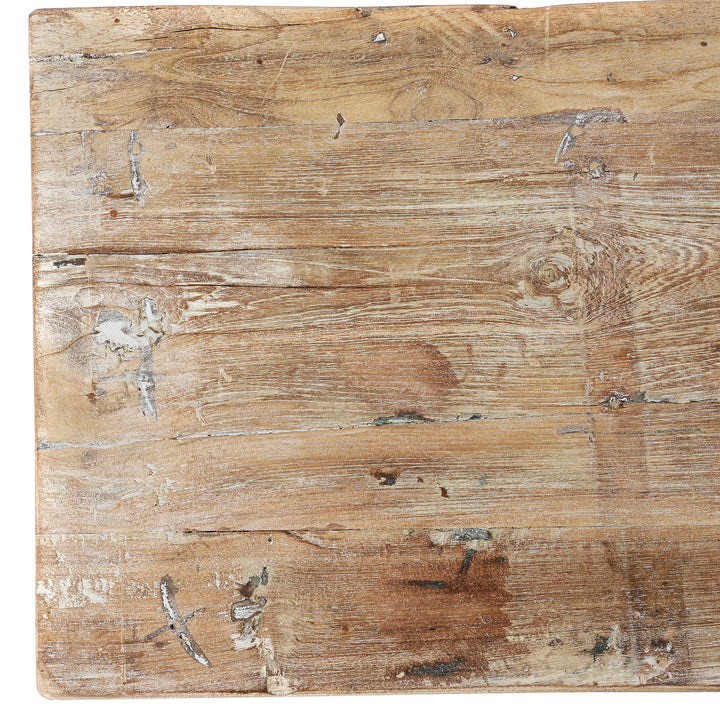Top Detail From Console Table Made From Reclaimed Teak | Indigo Antiques