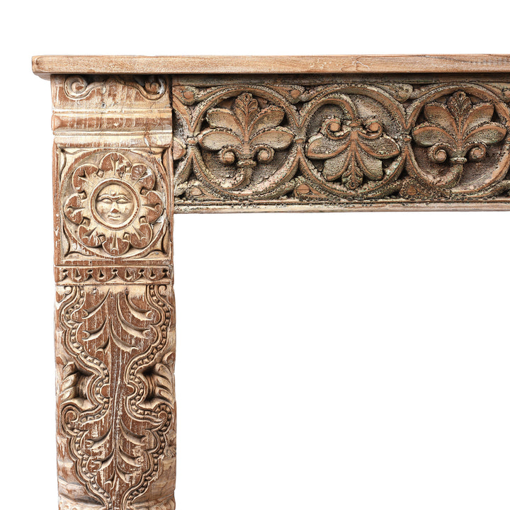 Corner Detail From Console Table Made From Reclaimed Teak | Indigo Antiques