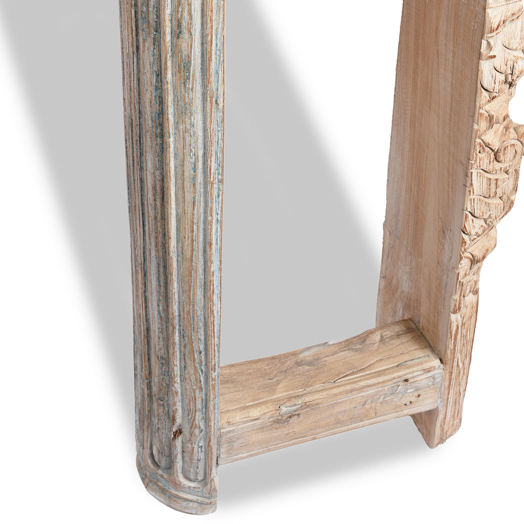 Rear Leg Detail From Reclaimed Teakwood Console Table With Painted Finish | Indigo Antiques