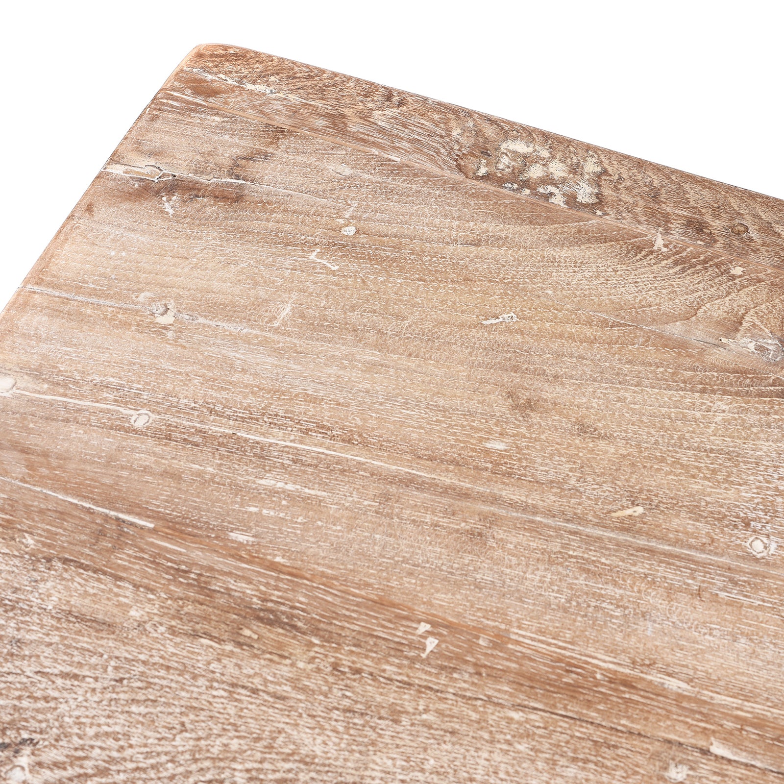 Corner Detail From The Top Of Painted Reclaimed Teak Console Table | Indigo Antiques