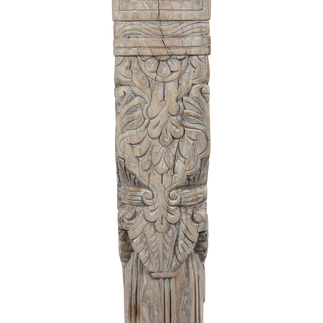 Leg Carving Detail From Console Table Made From Reclaimed Teak With Antique Carved Architectural Panels