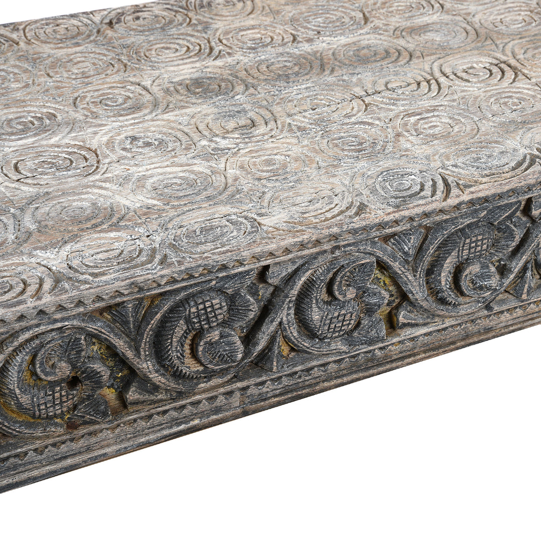 Detail From Vintage Crocodile Bench From Kerala | Indigo Antiques