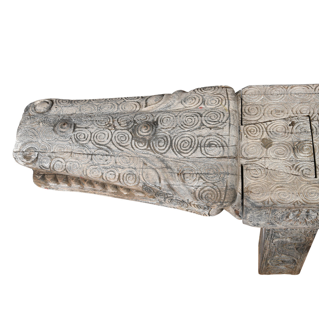 Top Down View From Vintage Crocodile Bench From Kerala | Indigo Antiques