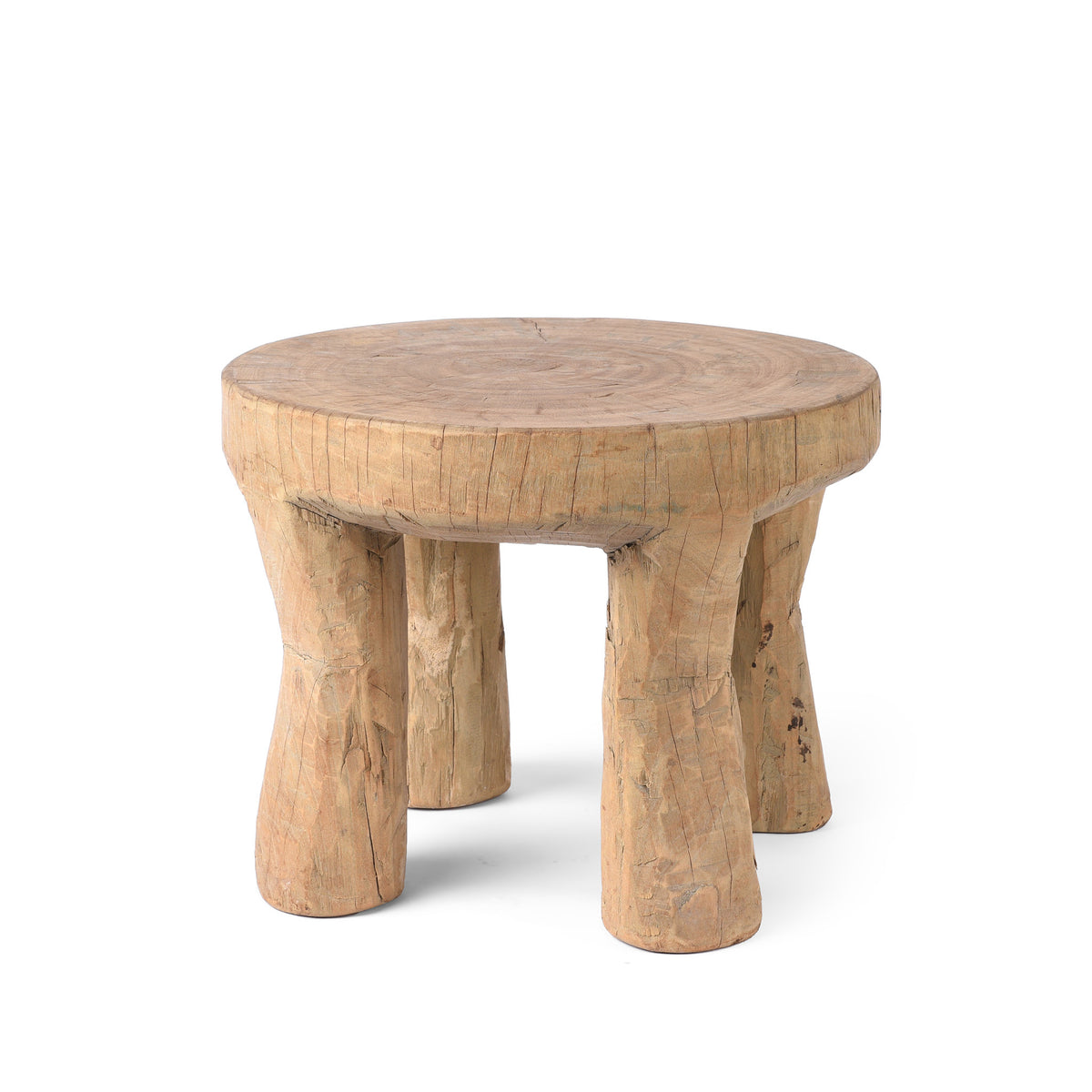 Vintage Neem Wood Stool From Himachal Pradesh | Indigo Antiques