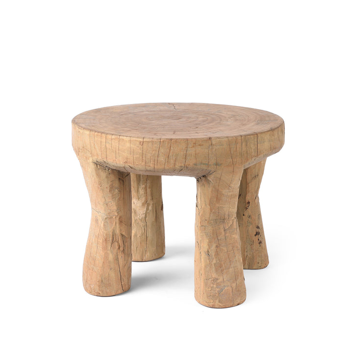 Vintage Neem Wood Stool From Himachal Pradesh | Indigo Antiques