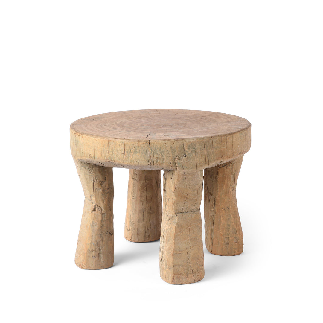 Vintage Neem Wood Stool From Himachal Pradesh | Indigo Antiques