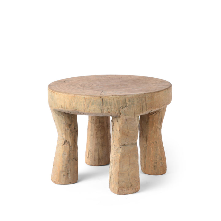 Vintage Neem Wood Stool From Himachal Pradesh | Indigo Antiques