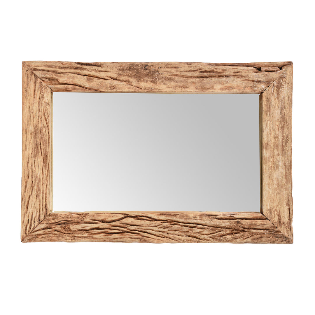 Landscape View Of Bleached Acacia Rustic Mirror From Rajasthan | Indigo Antiques