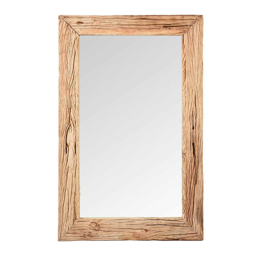 Bleached Acacia Rustic Mirror From Rajasthan | Indigo Antiques