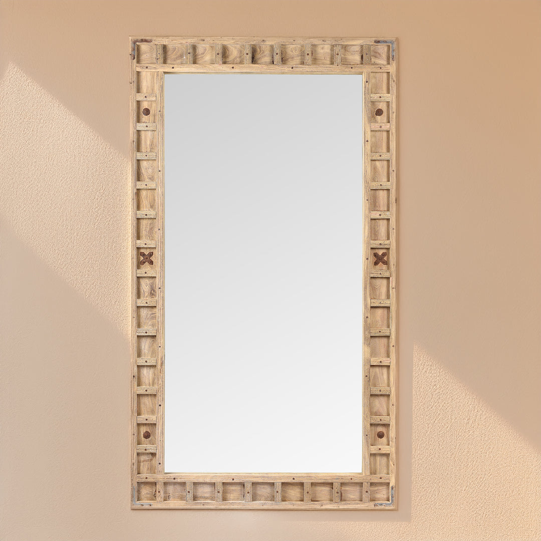 Bleached Acacia  Rustic Mirror From Rajasthan | Indigo Antiques