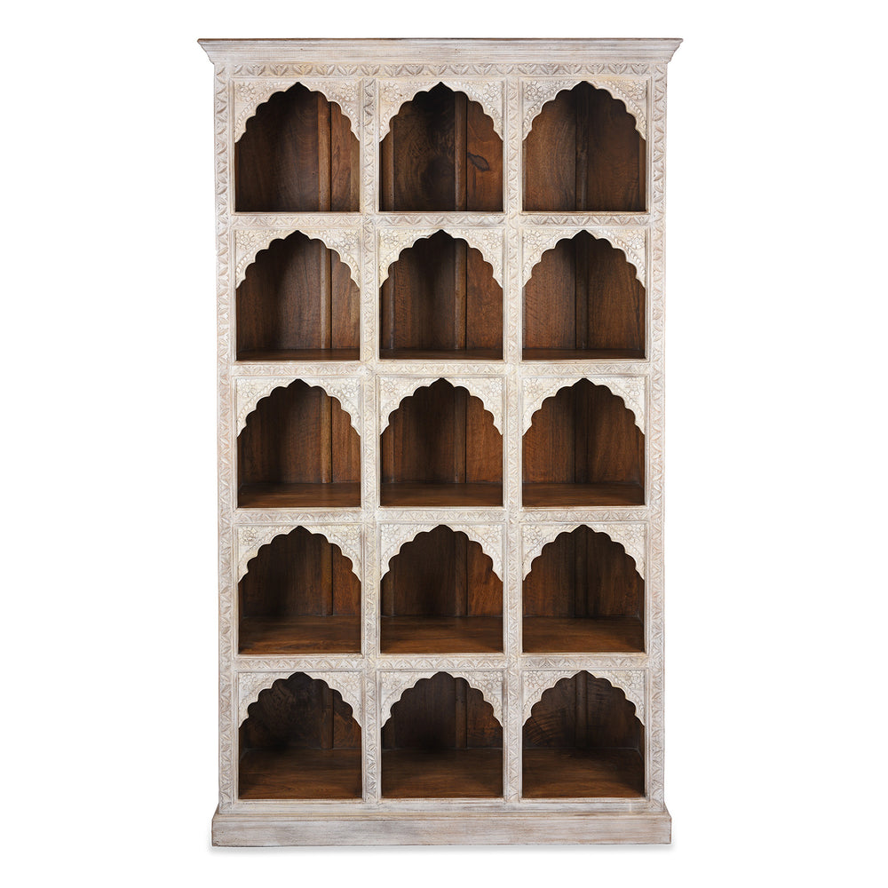 Limed Mango Wood Display Shelf From Rajasthan | Indigo Antiques