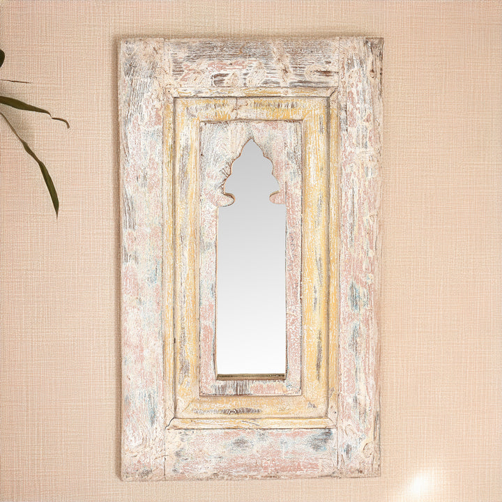 Antique Small Indian Mirror Made From Old Teak Mihrab Panel - 19th Century | Indigo Antiques