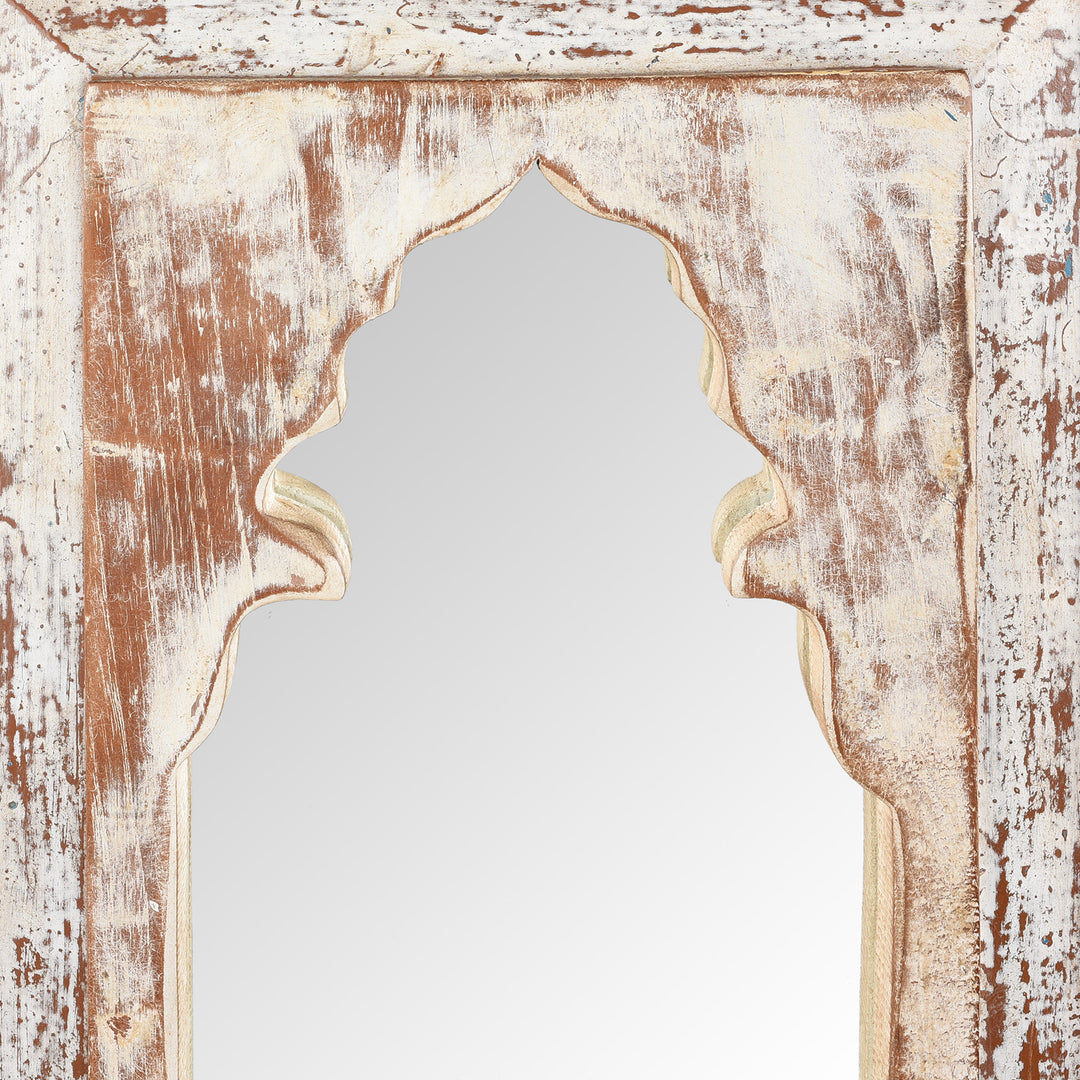 Detail From Painted Mihrab Mirror Made From Old Teak Panel | Indigo Antiques