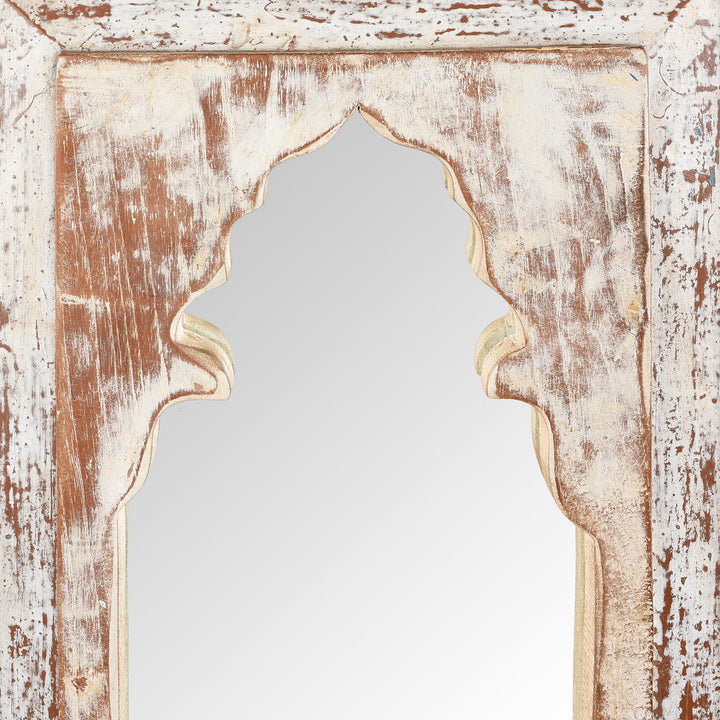 Detail From Painted Mihrab Mirror Made From Old Teak Panel | Indigo Antiques