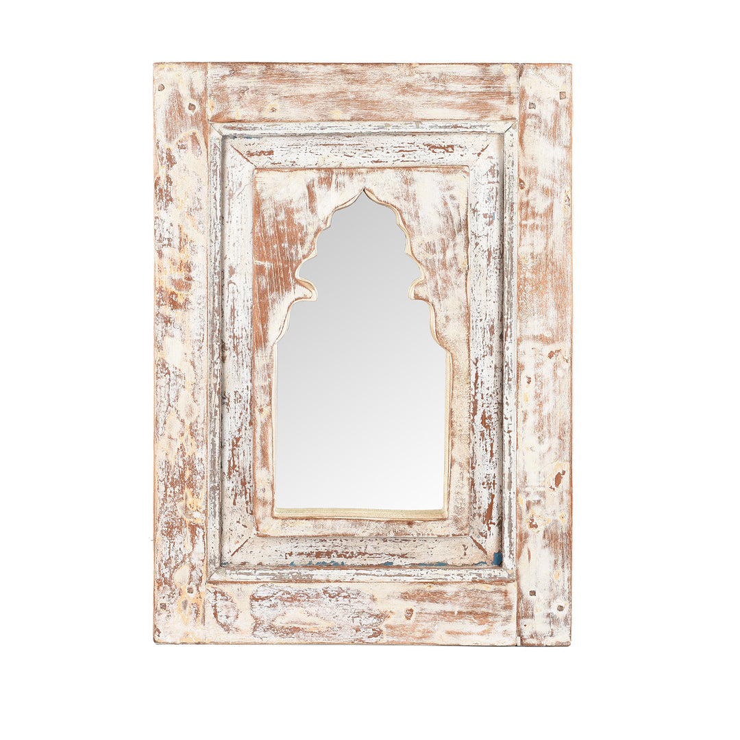 Painted Mihrab Mirror Made From Old Teak Panel | Indigo Antiques
