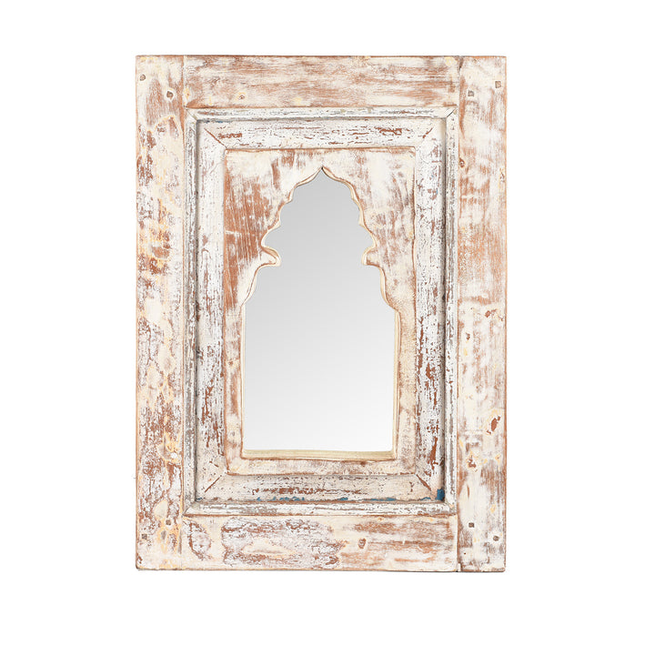 Painted Mihrab Mirror Made From Old Teak Panel | Indigo Antiques
