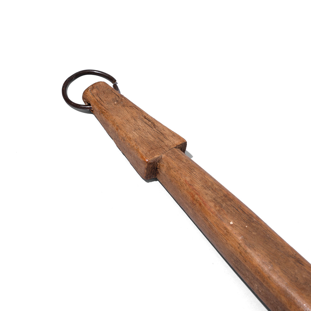 Antique Wooden Spoon From Banswara Rajasthan With Aged Patina And Hand Carved Details