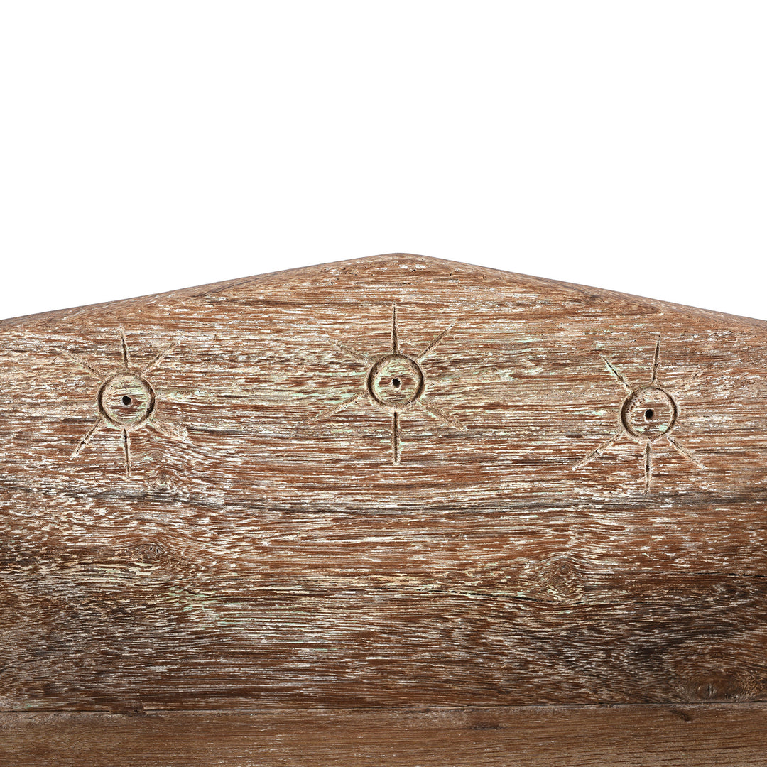 Detail From Carving Of Vintage Bleached Decorative Teak Singhasan From Rajasthan - Ca 1950's | indigo Antiques